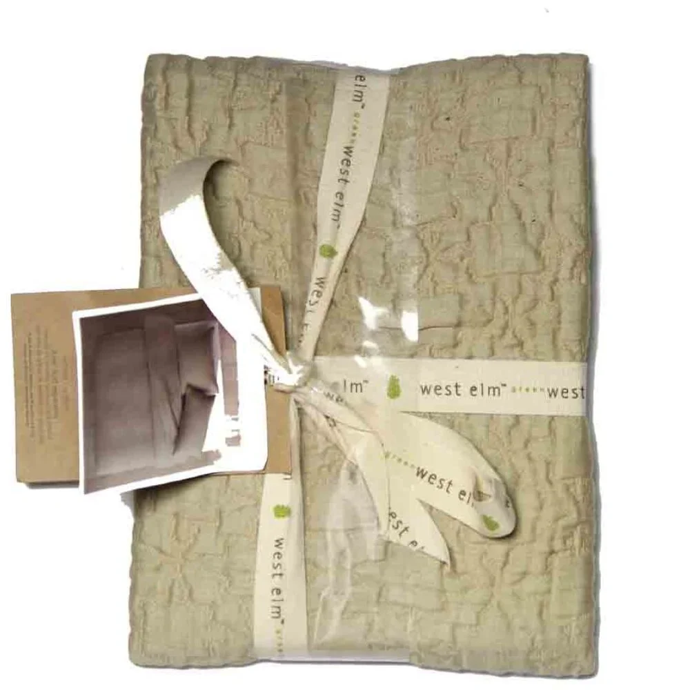 NEW West Elm Organic Cotton STANDARD PILLOW SHAM Tan Mosaic